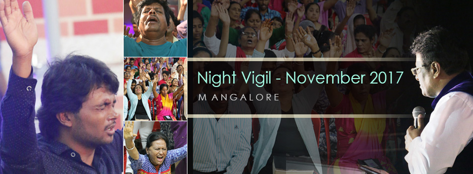Large crowd flocked to the Night Vigil organised by Grace Ministry at Prayer Center in Mangalore, Karnataka and received Blessing, Healing, Deliverance and transformation here on Nov 04, 2017.